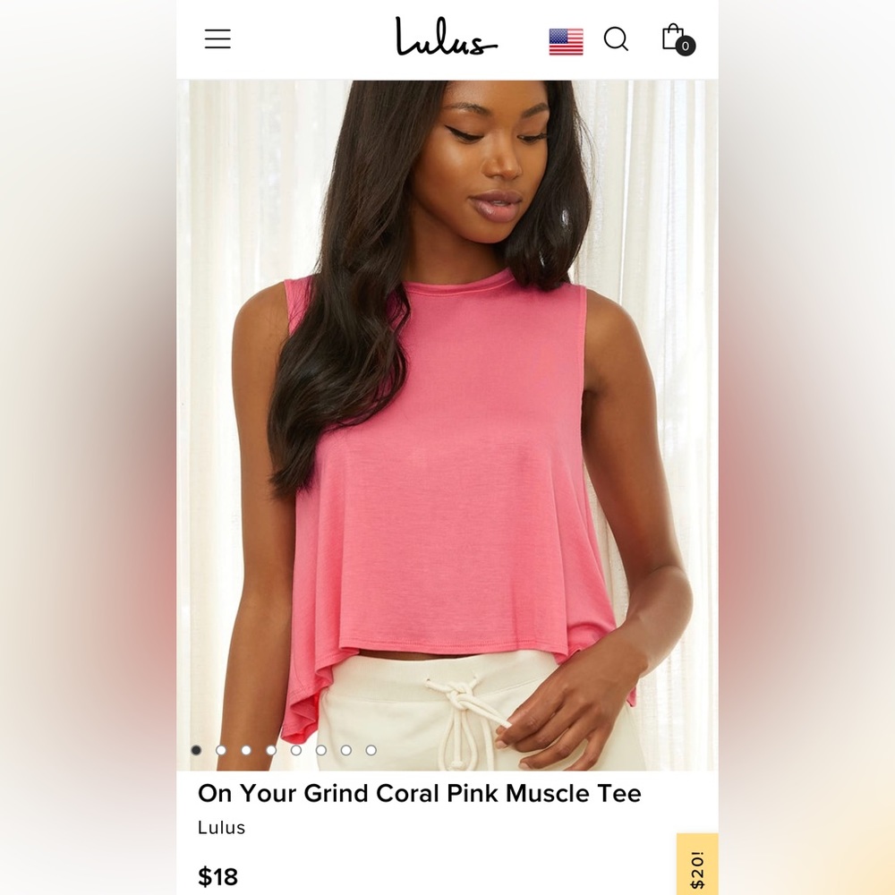 NWT Lulu’s coral pink muscle tee. Size medium